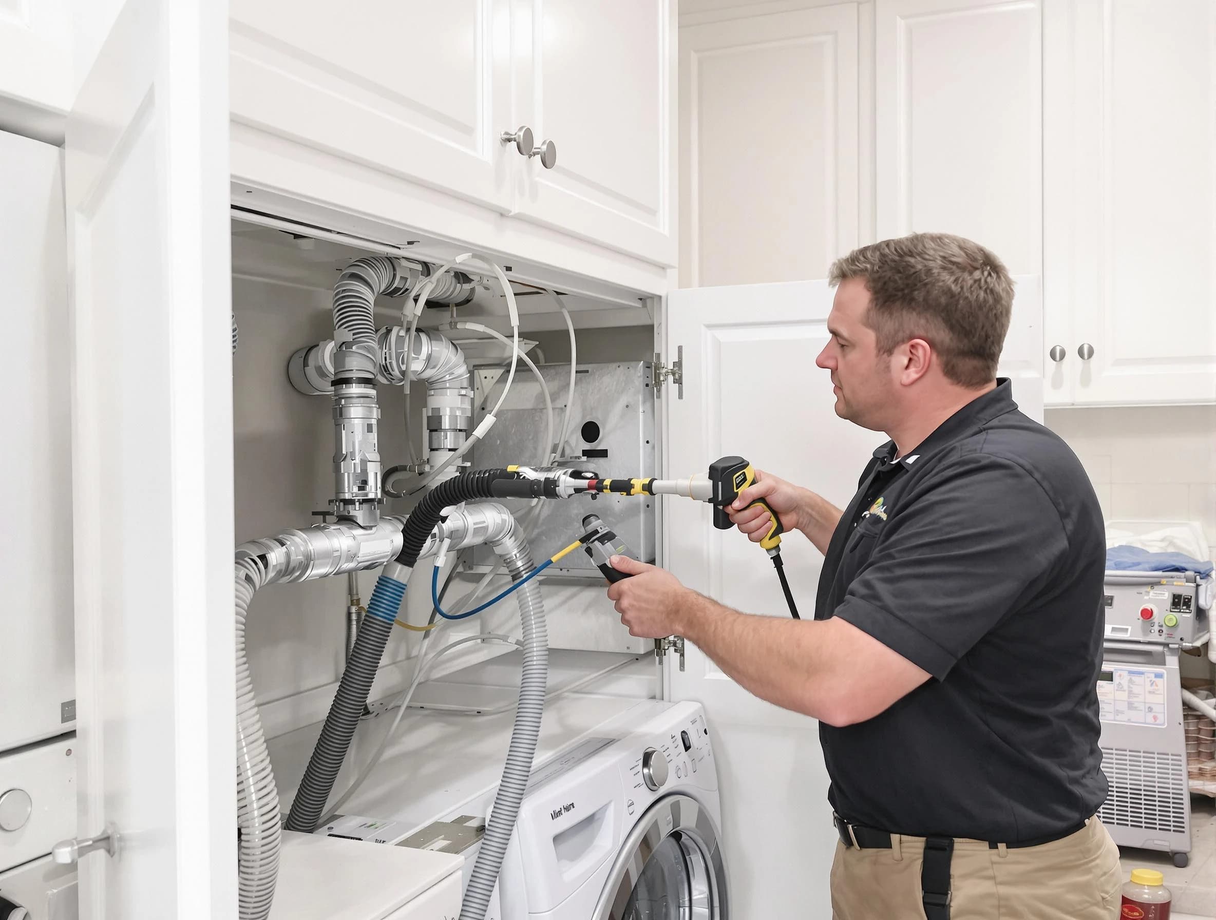 Alpharetta Dryer Vent Cleaning professional removing severe blockage from a clogged dryer vent in Alpharetta