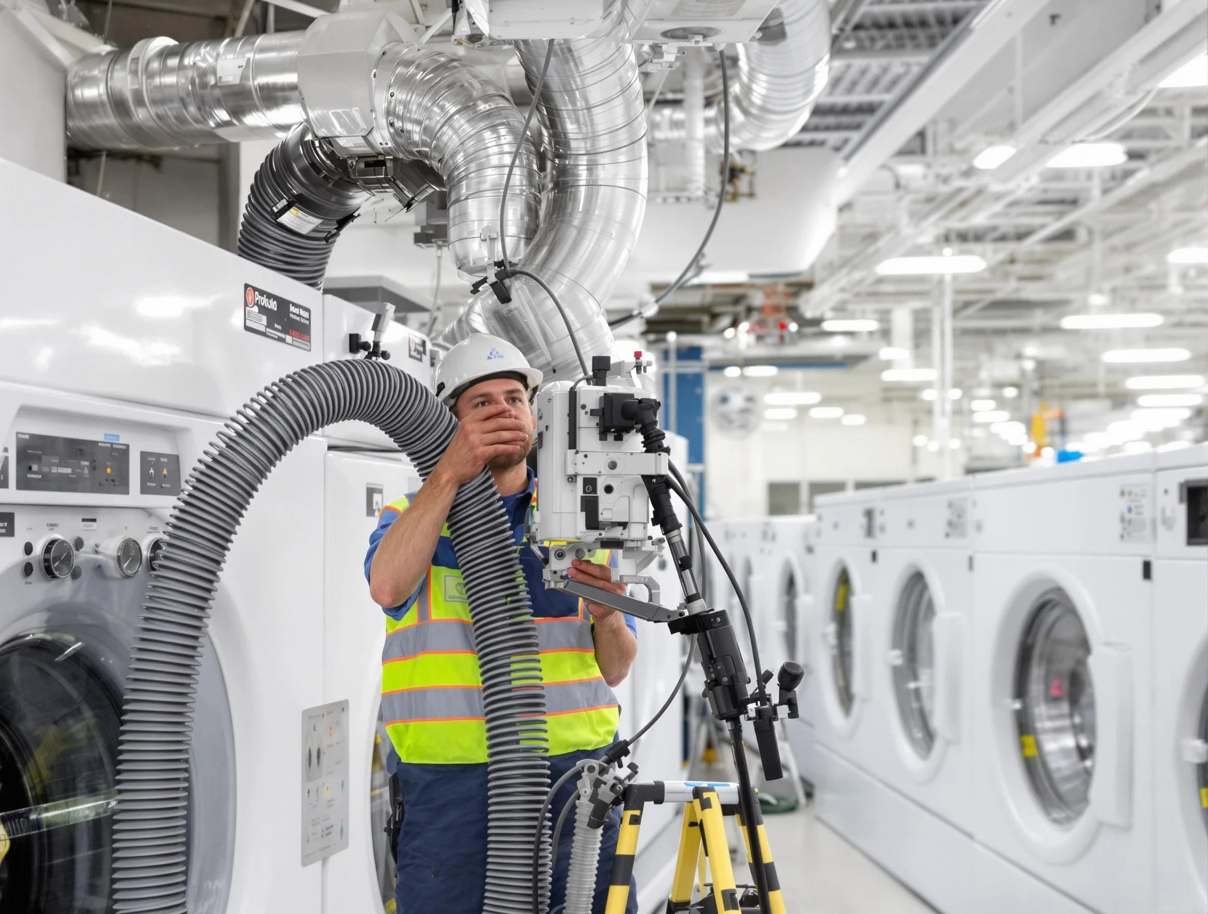 Alpharetta Dryer Vent Cleaning team performing commercial-grade dryer vent cleaning at a business facility in Alpharetta