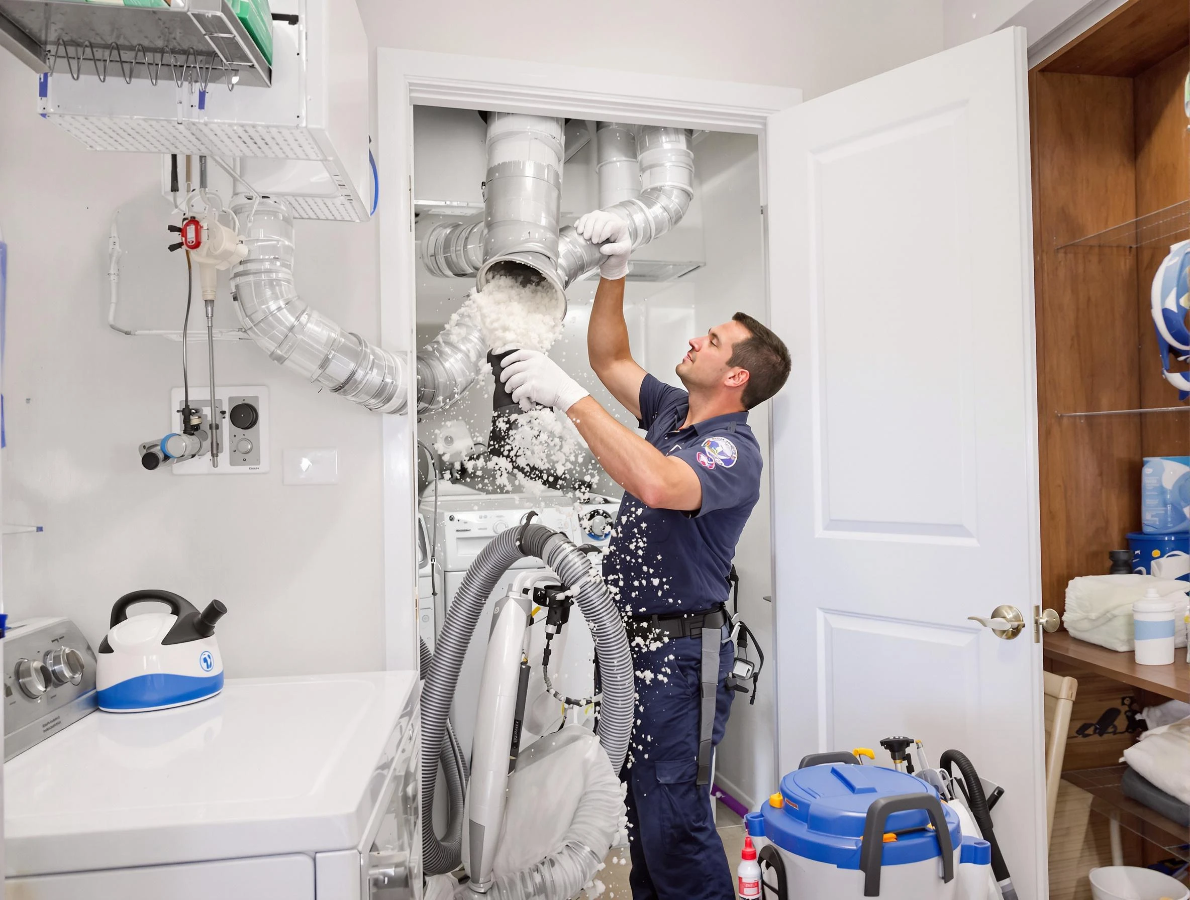 Alpharetta Dryer Vent Cleaning technician delivering thorough residential dryer vent cleaning service in Alpharetta